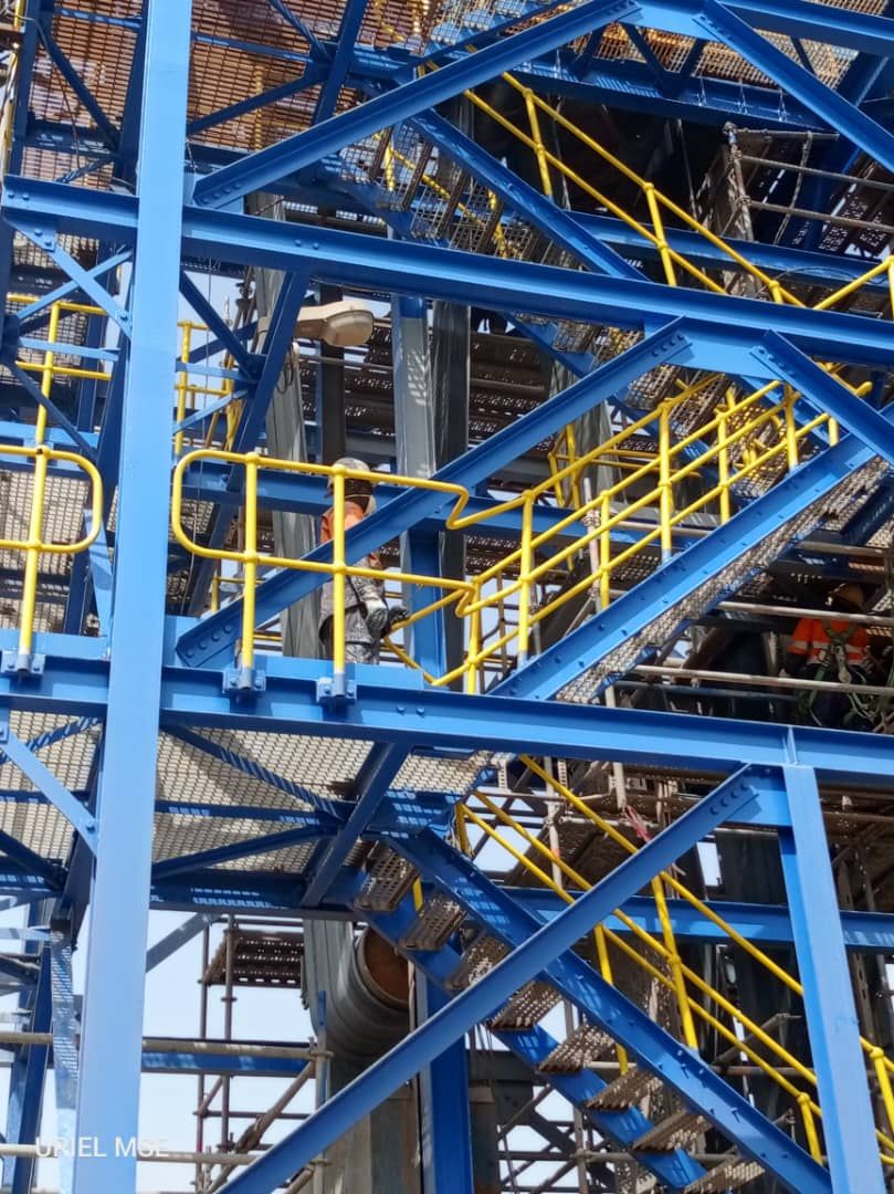 Structure métallique d'une installation minière protégée par un système de peinture anticorrosion
