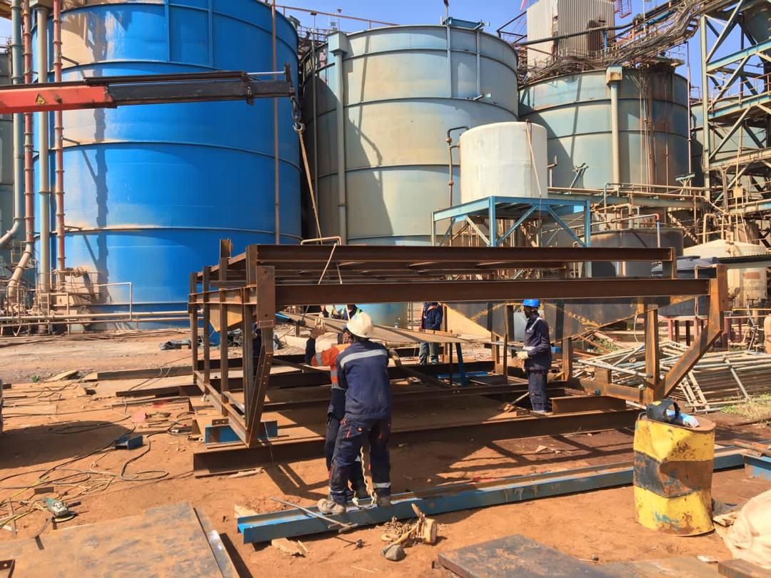 Fabrication de la structure d'un crible à résidus sur le site de Morila